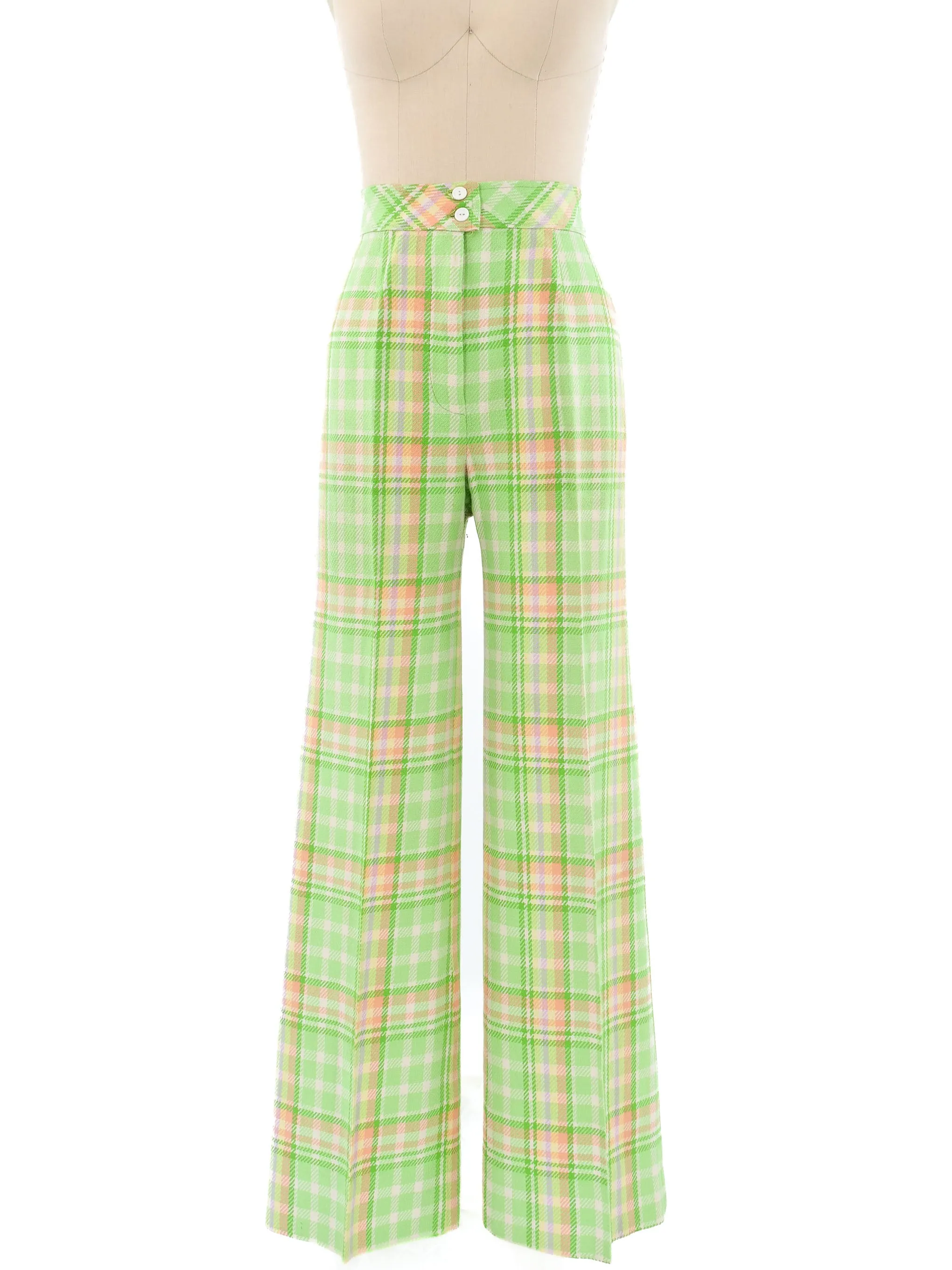 1960's Lime Plaid Wool Pant