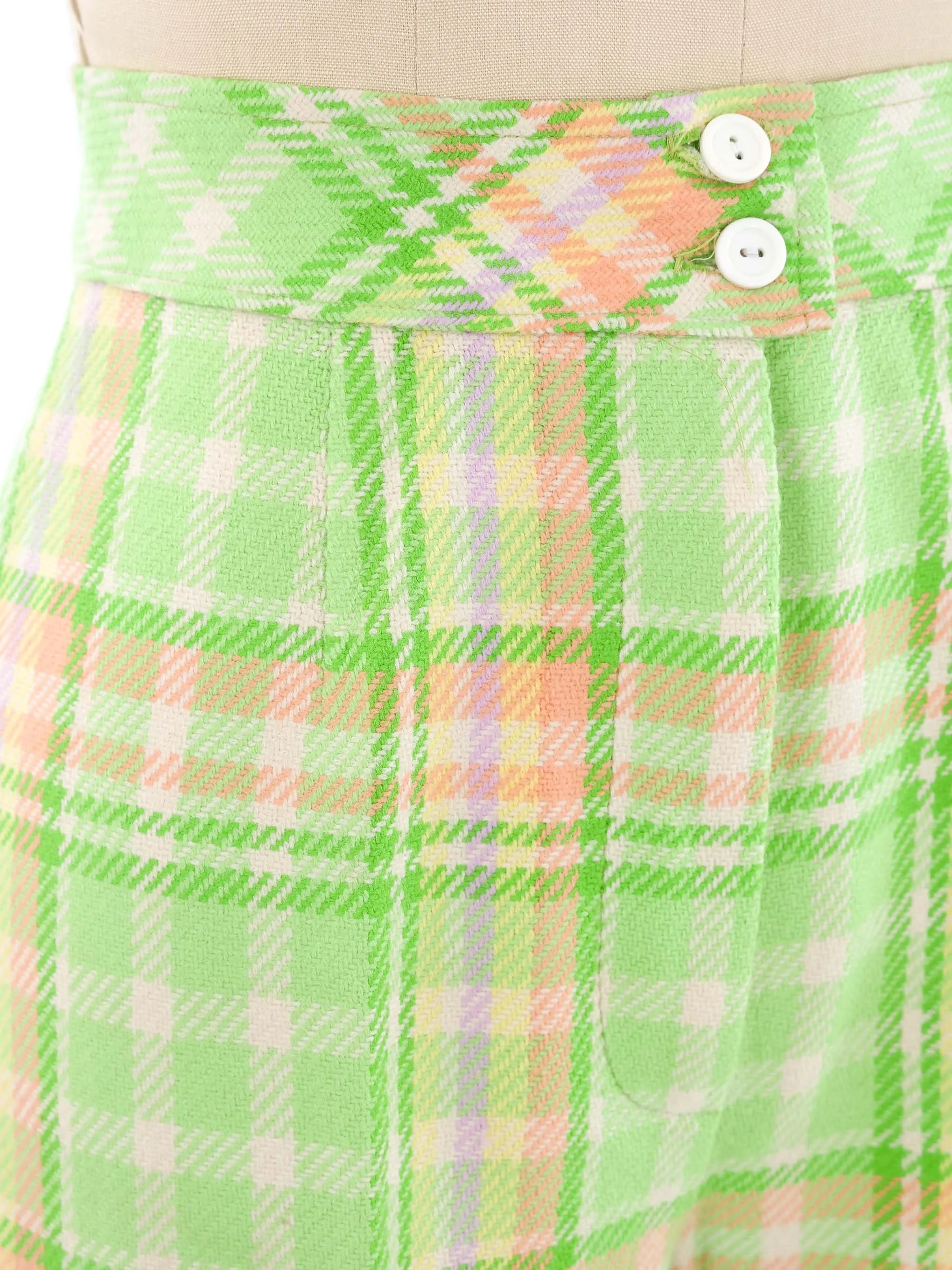 1960's Lime Plaid Wool Pant