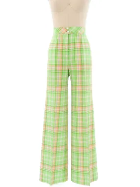 1960's Lime Plaid Wool Pant