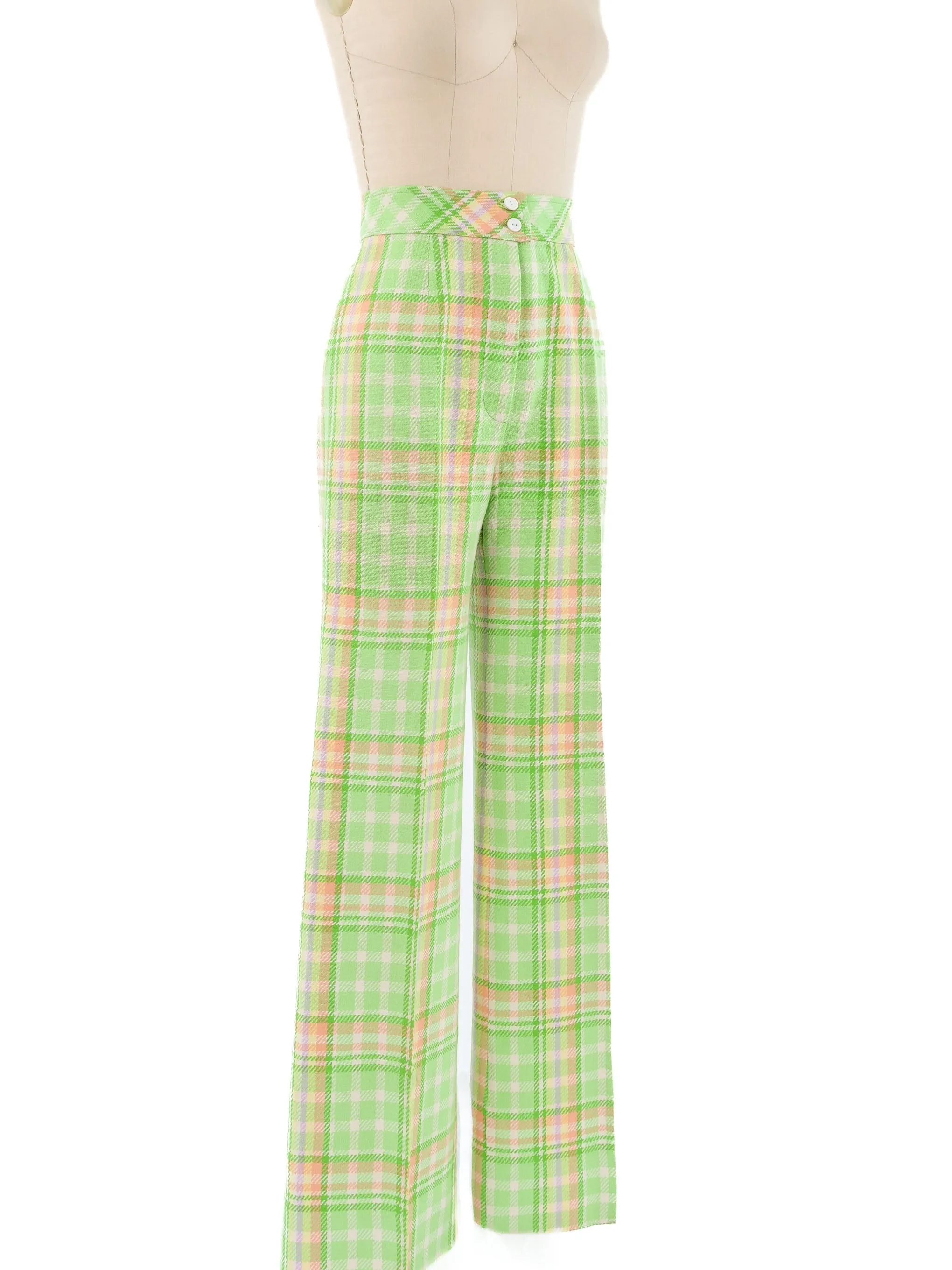 1960's Lime Plaid Wool Pant