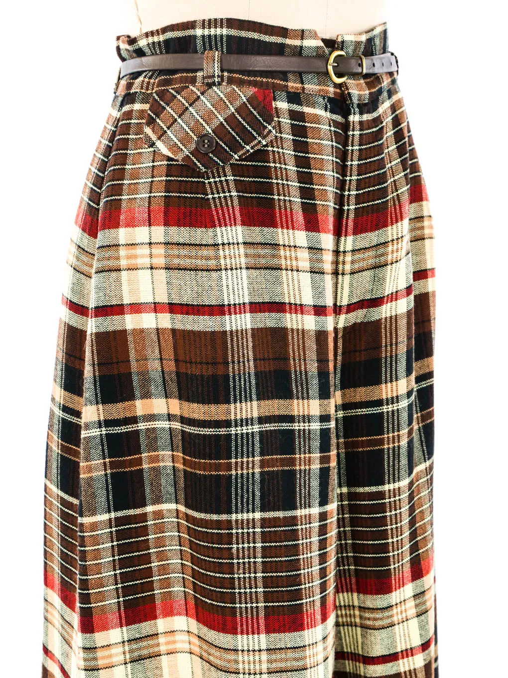 1970's Wool Brown Plaid Wide Leg Flares