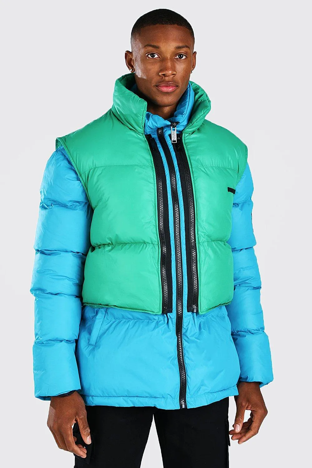 2 In 1 Puffer (With Removable Gilet) | boohooMAN UK