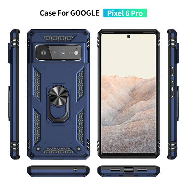 2022 Luxury Armor Ring Bracket Phone case For Google Pixel 6 Pro With 2-Pack Screen Protectors