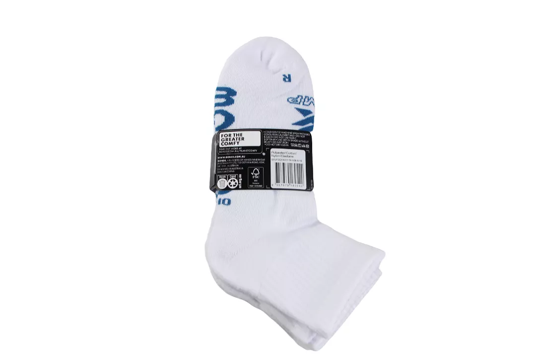 6 Pairs X Bonds Mens X-Temp Quarter Crew Socks White As8