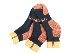 6 x Mens Bonds Explorer Tough Work Quarter Crew Cotton Socks - Black/Orange