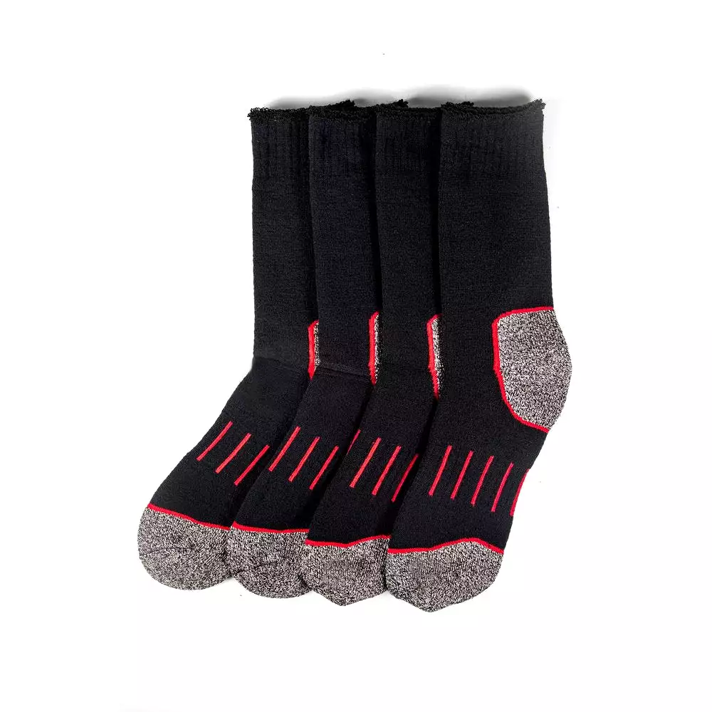 6 x Mens Explorer Copper Crew Socks Black / Grey Marle