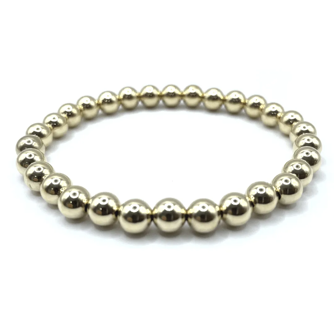 6mm Waterproof 14k Gold Filled Karma Bracelet 6.5-7