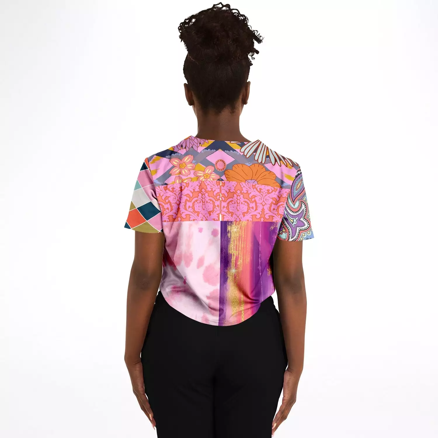 Bahama Mama Patchwork Cropped Button Front Jersey