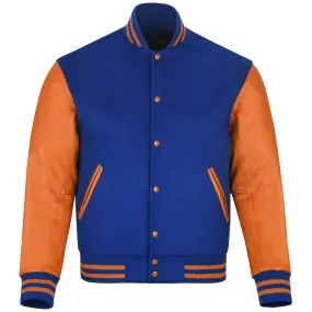 Biker Gear Pro Classic Hybrid Varsity Jacket University Letterman Bomber Jacket, Pure Wool & Original Cowhide Leather Jacket, Ro