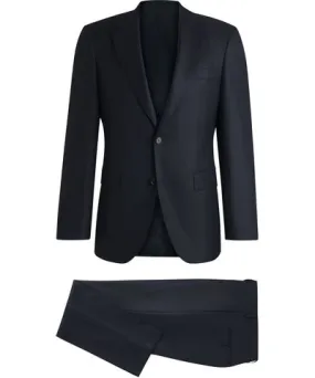 Boss Regular-fit suit in patterned wool and silk