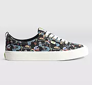 Crooked OCA Low Black Graphic Print Canvas Sneaker Men