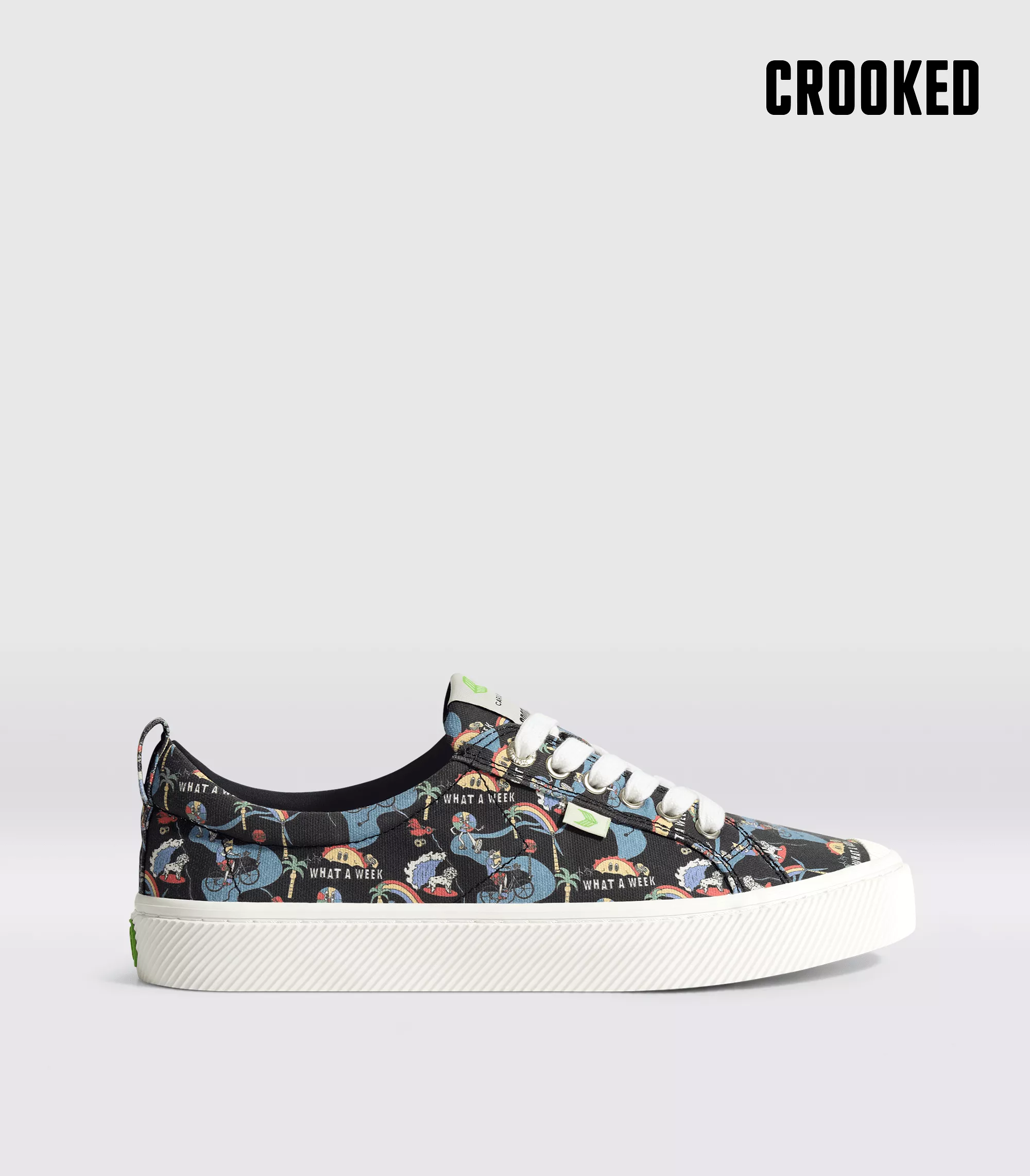 Crooked OCA Low Black Graphic Print Canvas Sneaker Men