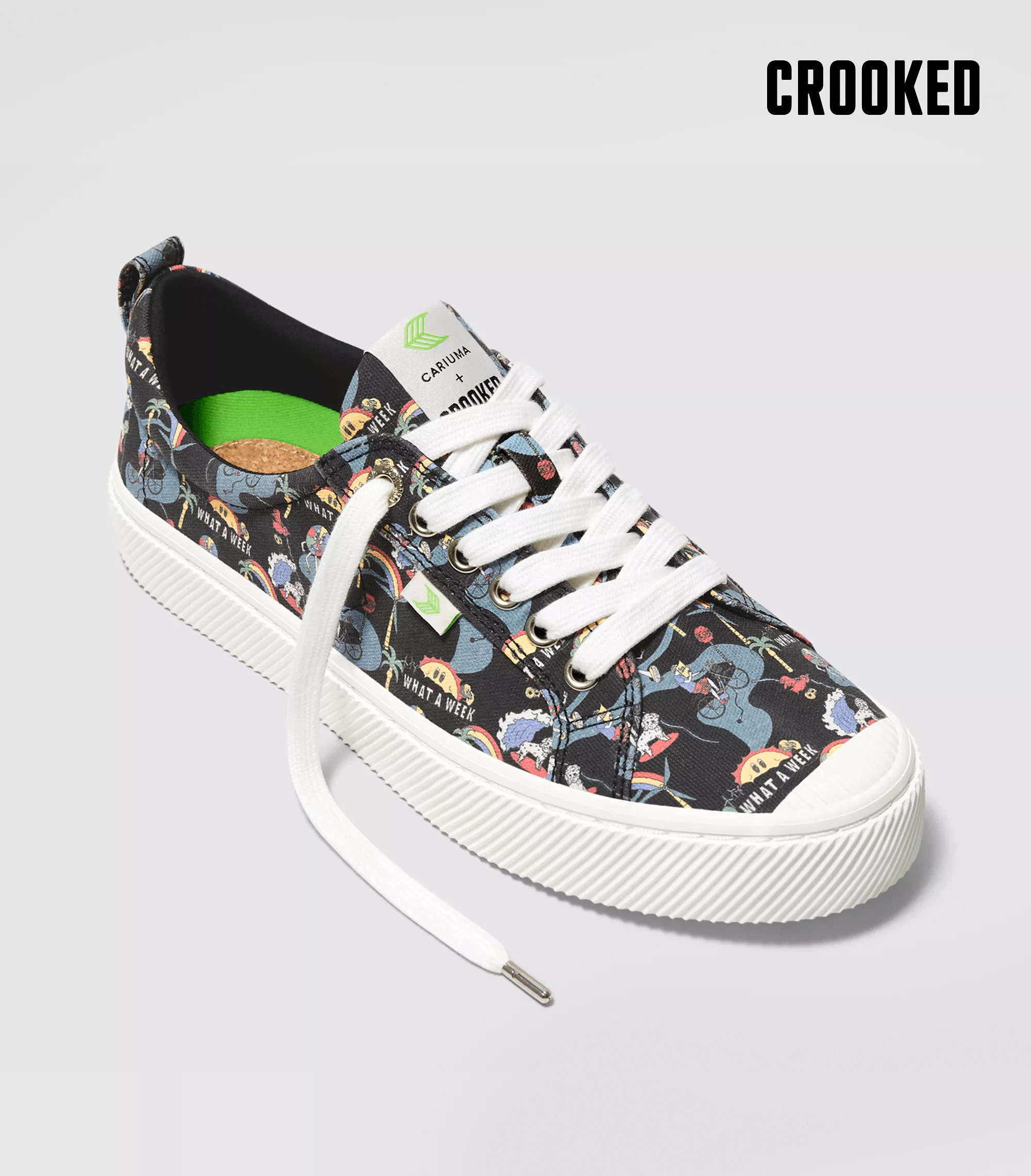 Crooked OCA Low Black Graphic Print Canvas Sneaker Men