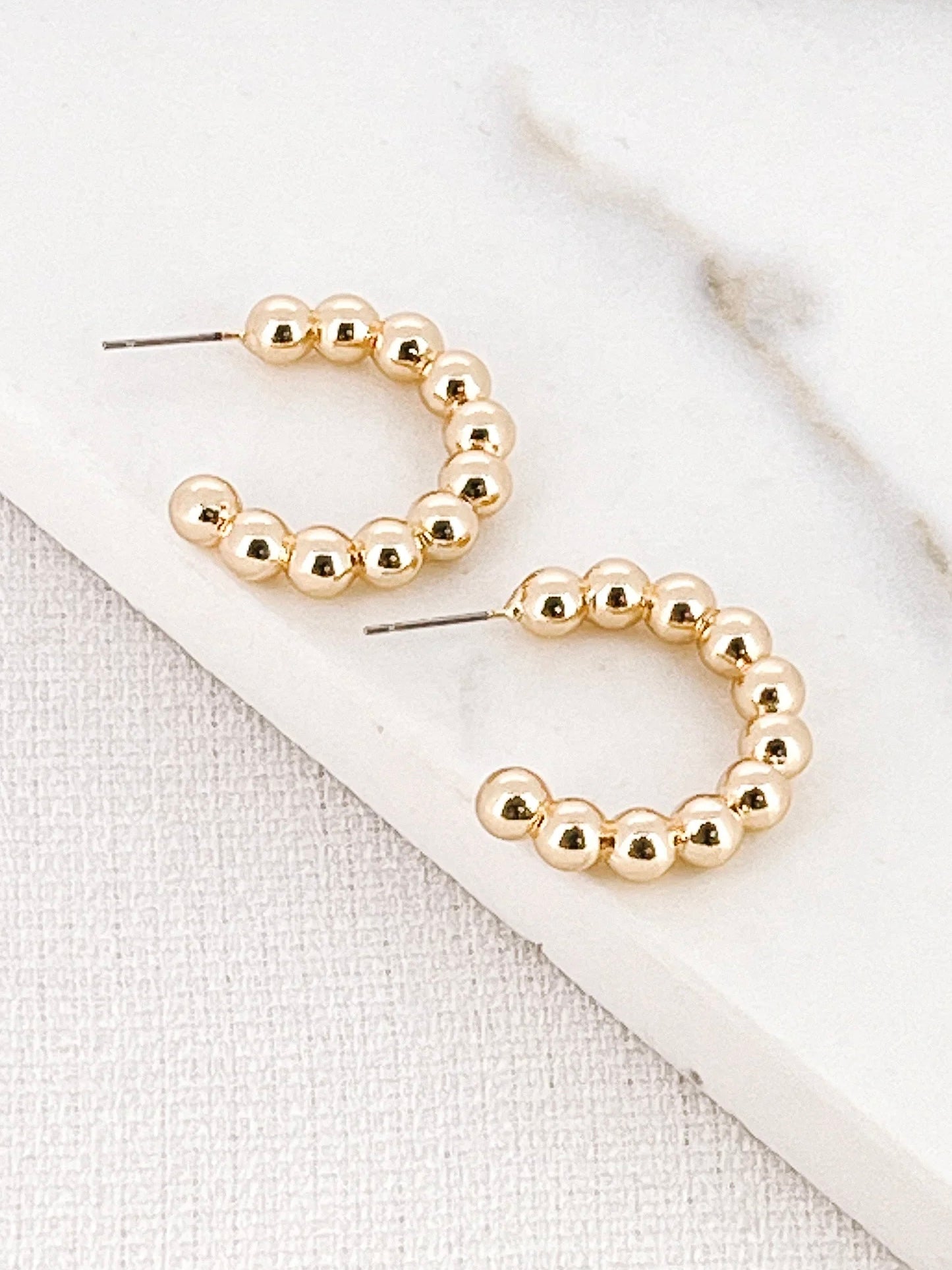 Envy Bubble Ball Hoop Earrings - Gold