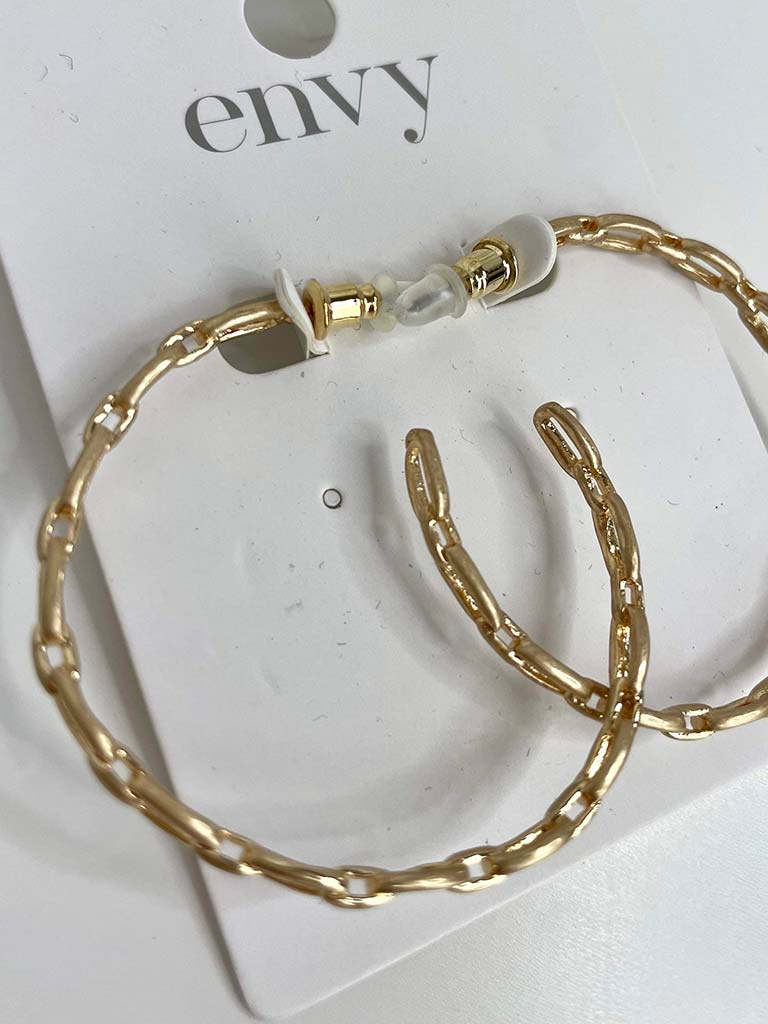 Envy Chain Link Hoop Earrings - Gold