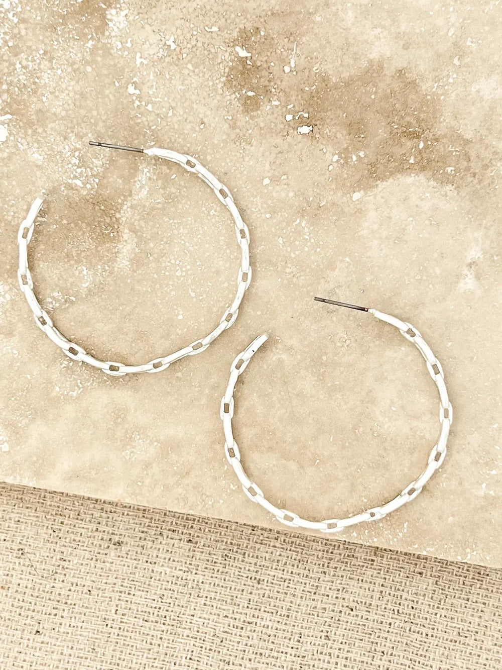 Envy Chain Link Hoop Earrings - Silver