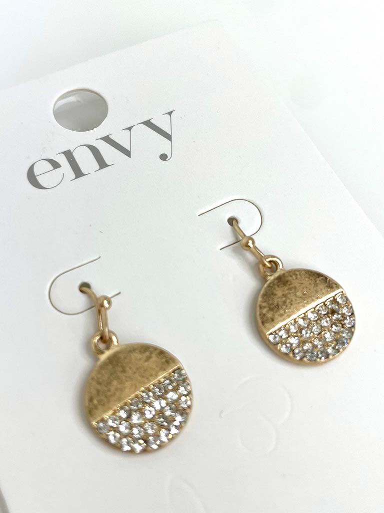 Envy Diamanté Circle Earrings - Gold