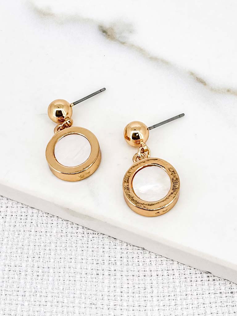 Envy Disc Earrings - Gold & Ivory