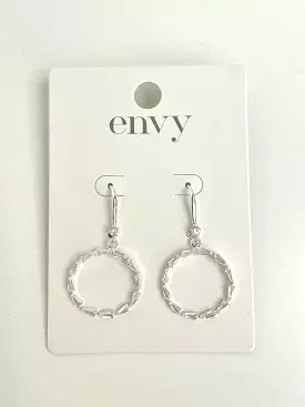 Envy Embellished Hoop Earrings - Silver