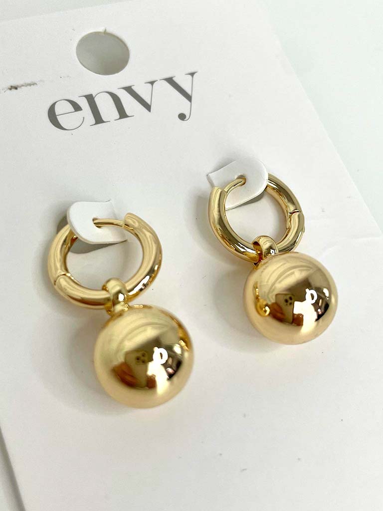 Envy Hoop Ball Drop Earrings - Gold