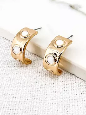 Envy Hoop Disc Earrings - Gold & Ivory