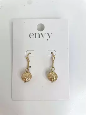 Envy Textured Ball Hook Earrings - Gold