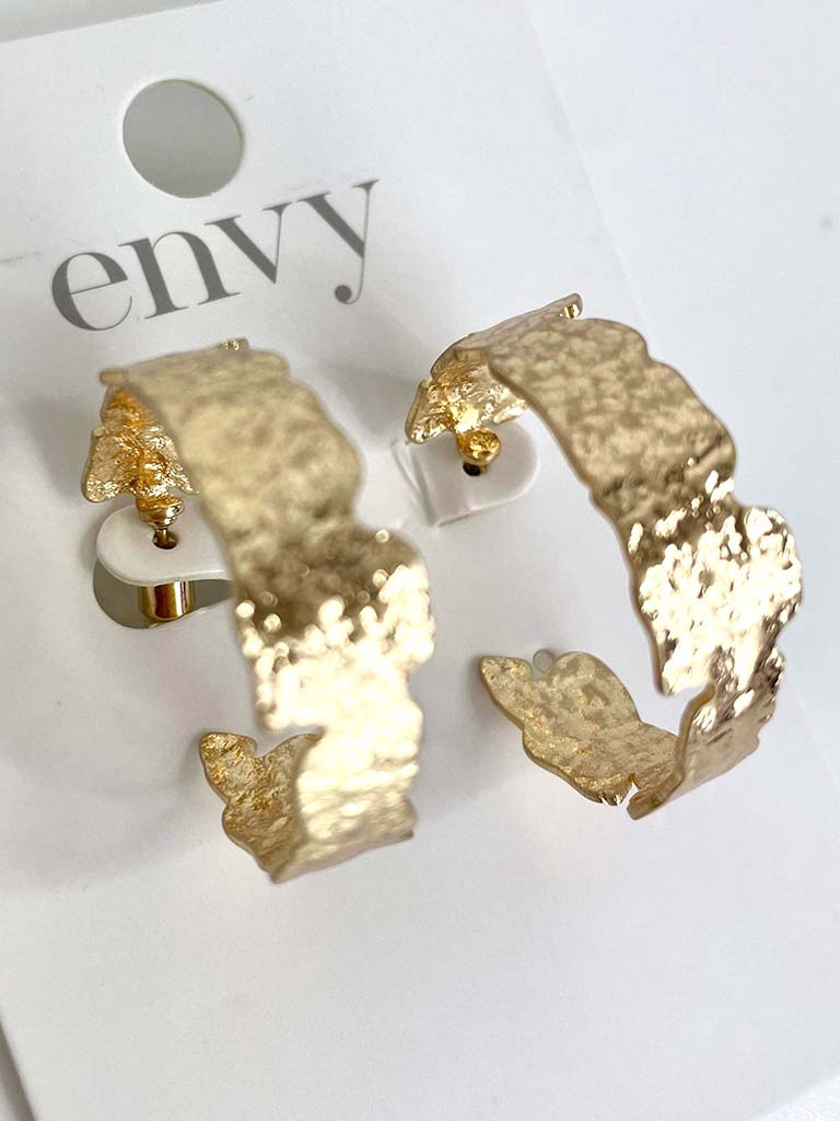 Envy Textured Chunky Hoop Earrings - Gold