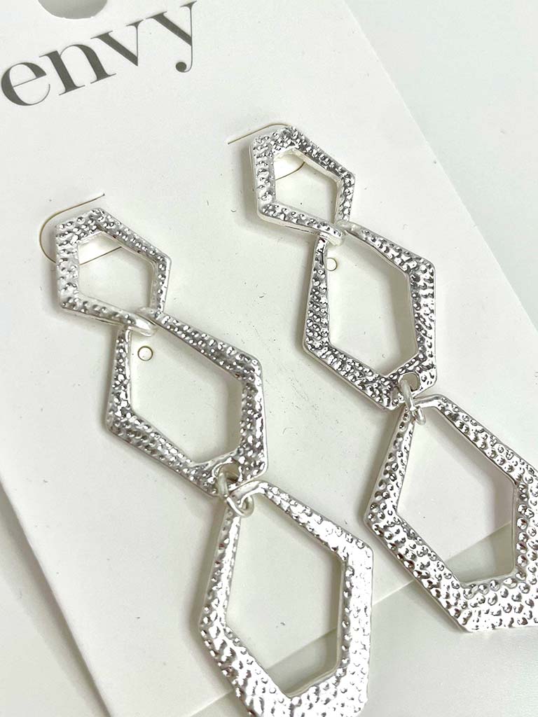 Envy Textured Geo Earrings - Silver