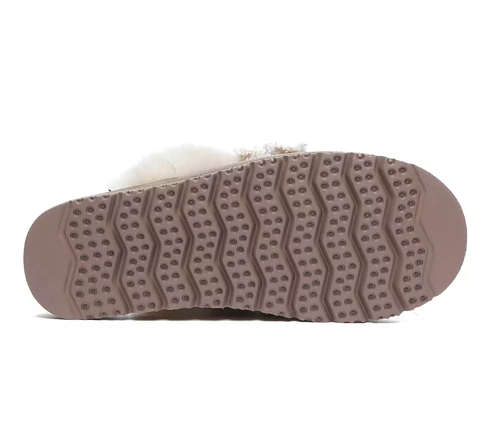 EVERAU Premium Sheepskin Bow Slipper Women Barbra