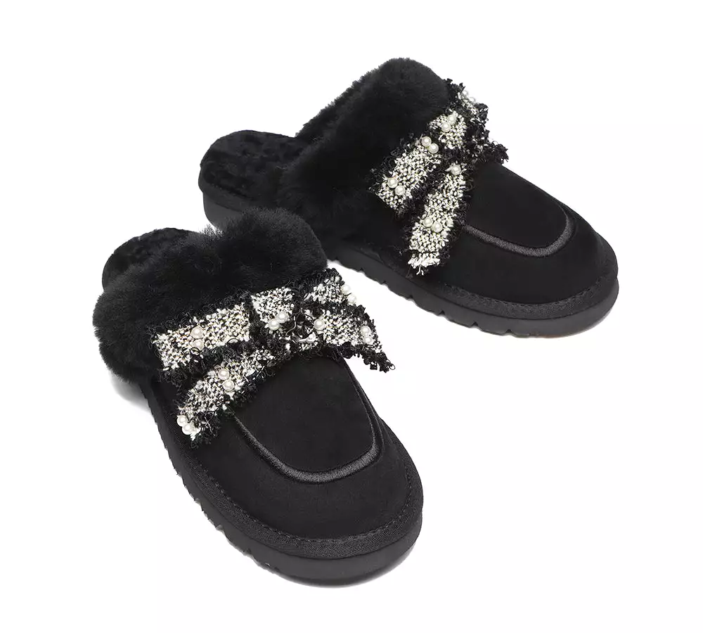 EVERAU Premium Sheepskin Bow Slipper Women Barbra