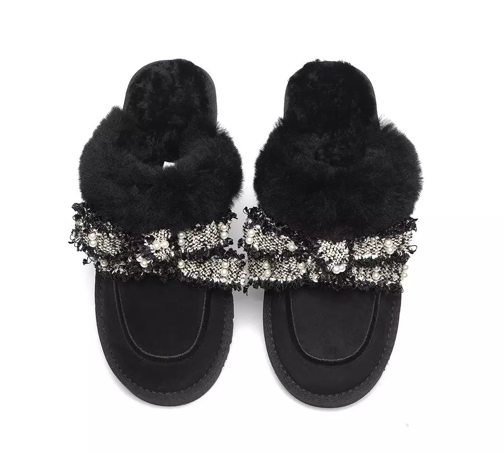 EVERAU Premium Sheepskin Bow Slipper Women Barbra