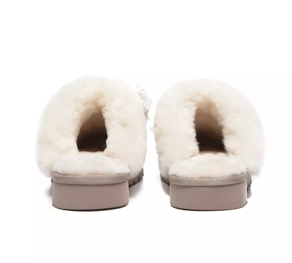 EVERAU Premium Sheepskin Bow Slipper Women Barbra