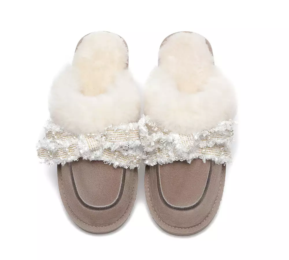 EVERAU Premium Sheepskin Bow Slipper Women Barbra