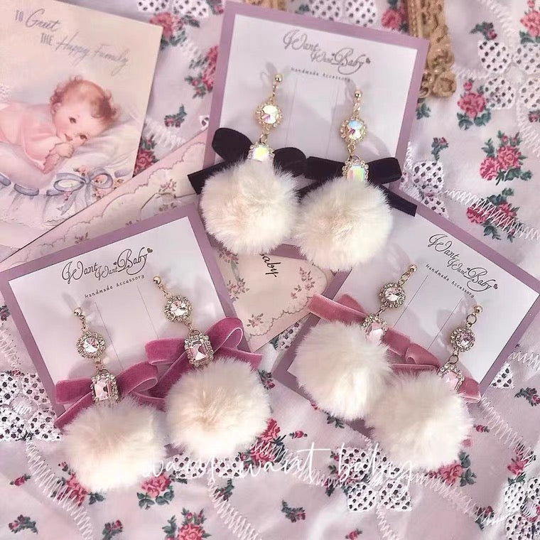 fur ball earrings