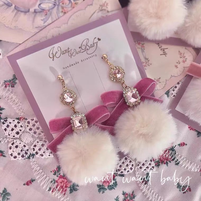 fur ball earrings