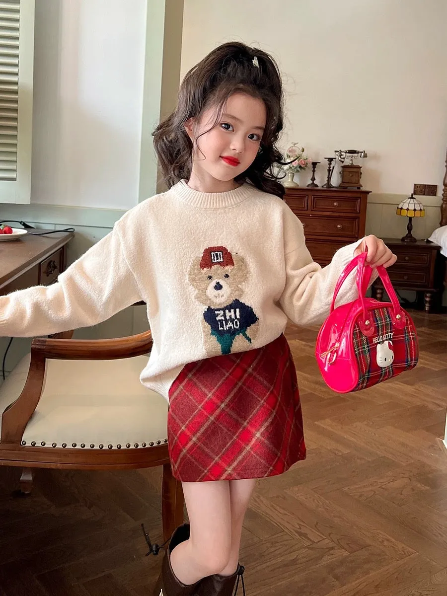 Girls' sweater 2022 new big girl's winter knitwear Han Fan outerwear children's clothing loose sweater bottoming