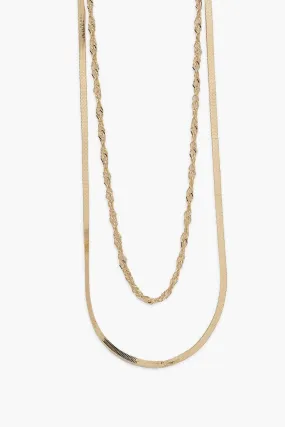 Gold Double Twist Flat Layering Necklace