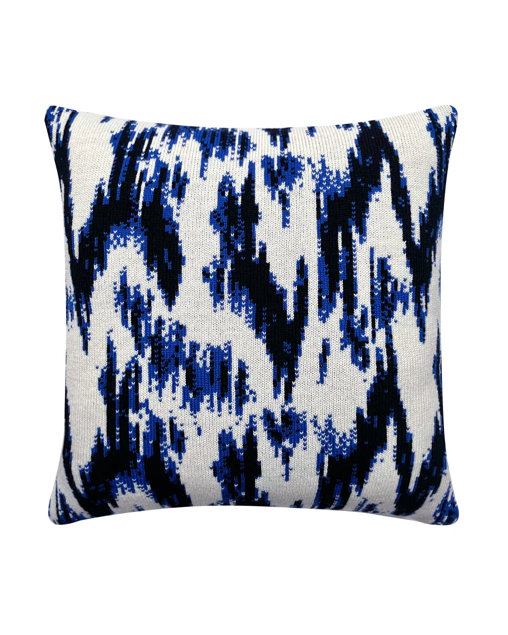 Ikat Wool & Cashmere Knitted Cushion Electric Blue