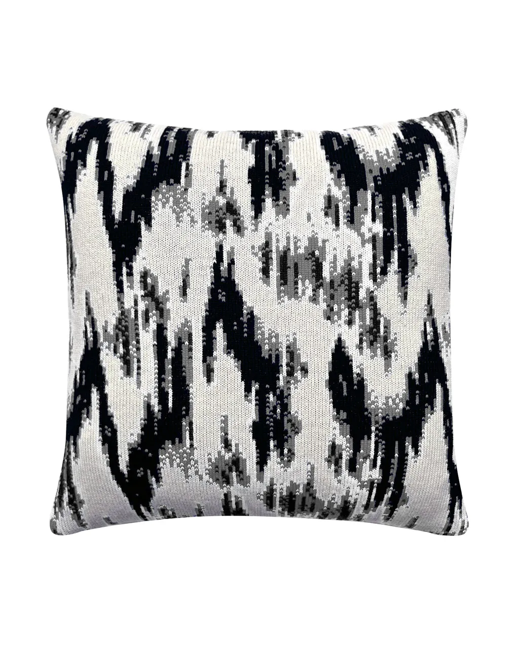 Ikat Wool & Cashmere Knitted Cushion Grey