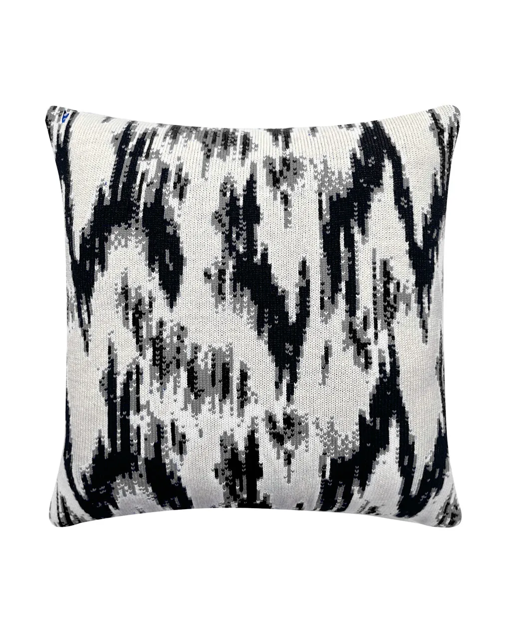 Ikat Wool & Cashmere Knitted Cushion Grey