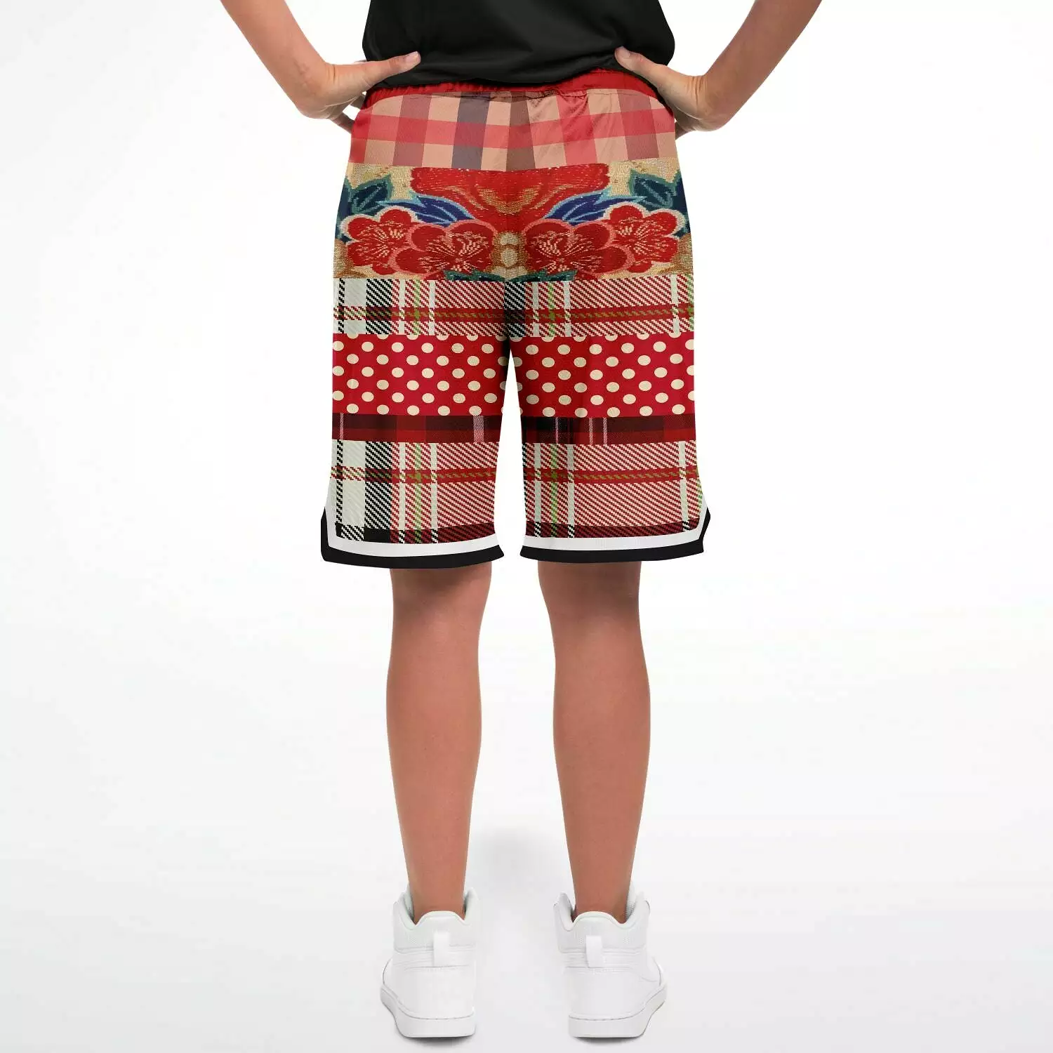 Jersey Salsa Floral Plaid Patchwork Basketball Shorts