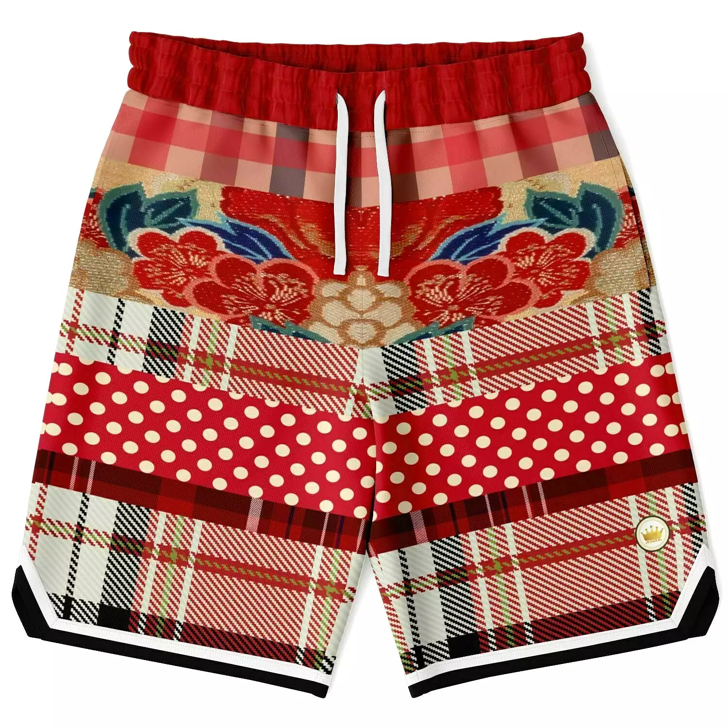 Jersey Salsa Floral Plaid Patchwork Basketball Shorts