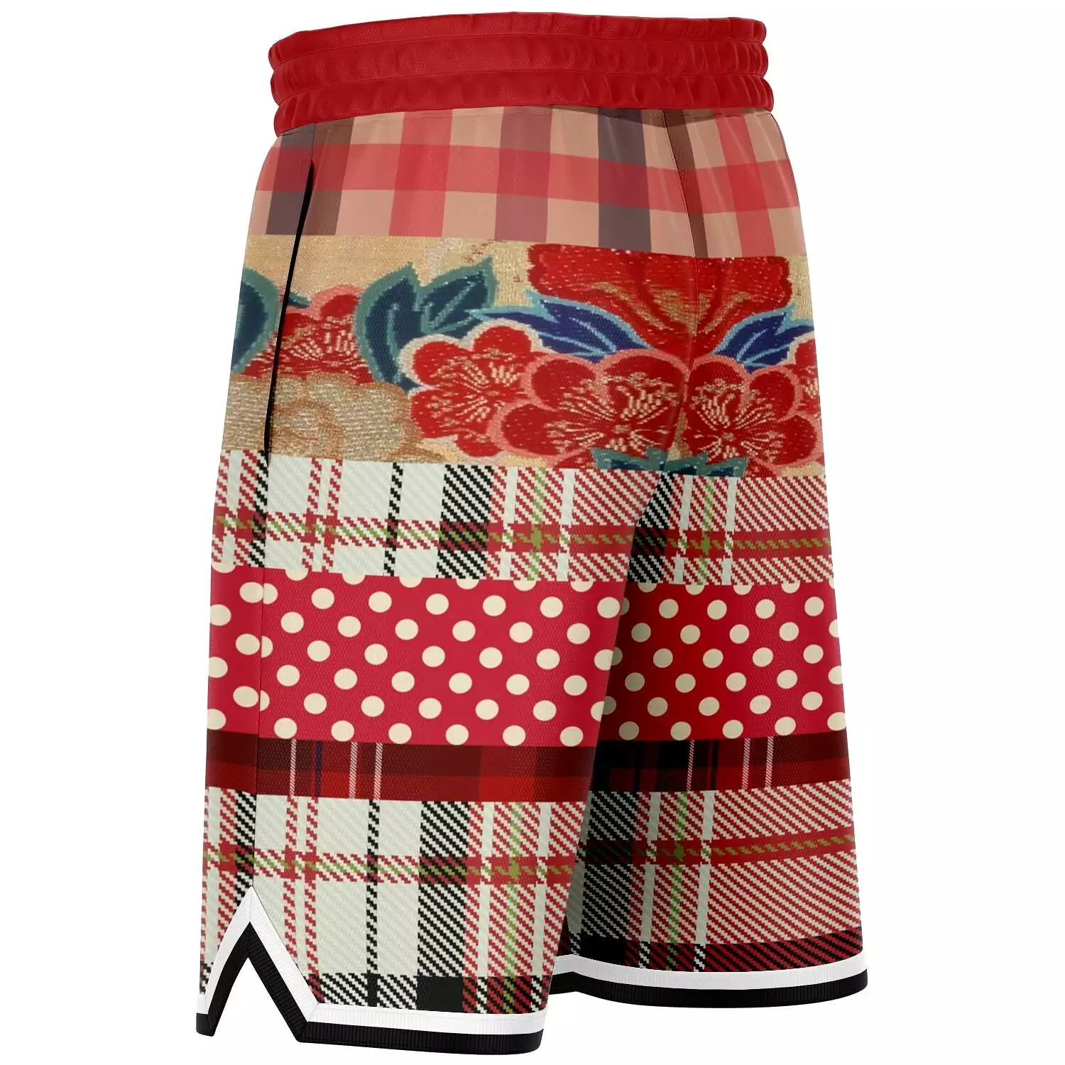 Jersey Salsa Floral Plaid Patchwork Basketball Shorts