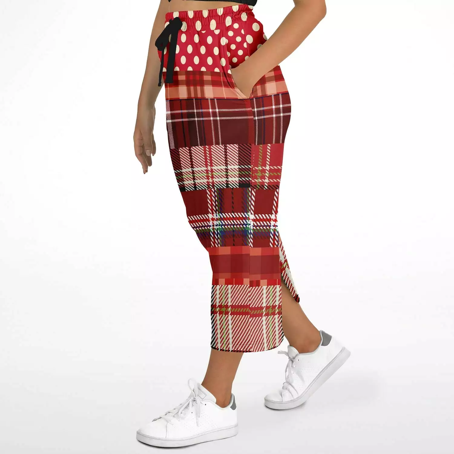 Jersey Salsa Plaid Patchwork Eco-Poly Long Pocket Skirt