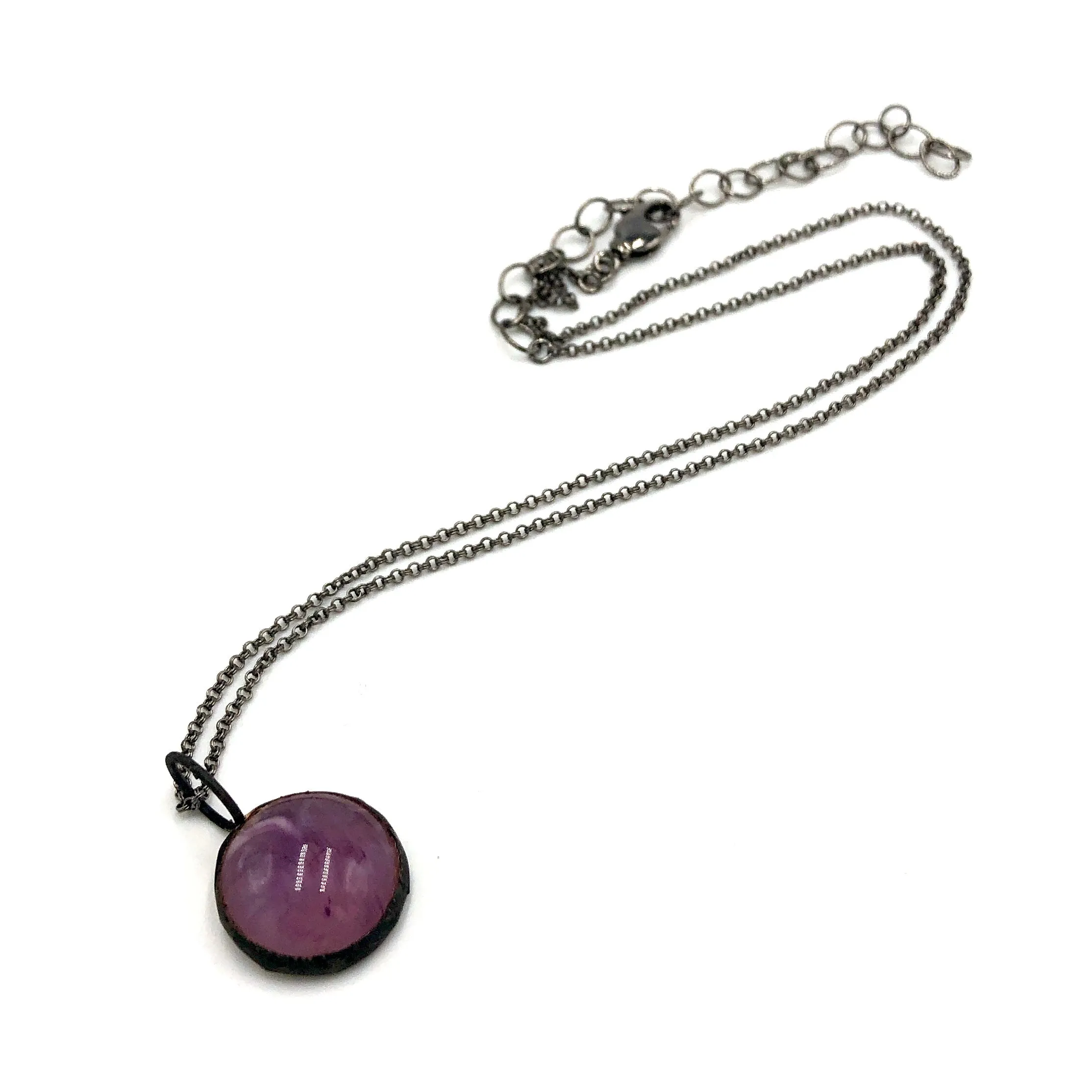 Lavender Gemz Coin & Petite Rolo Layering Necklace - 18mm Pendant