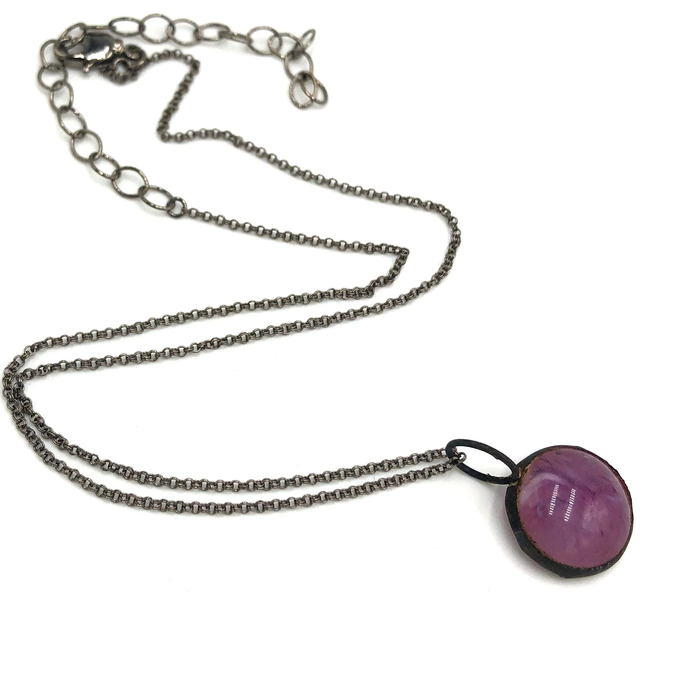 Lavender Gemz Coin & Petite Rolo Layering Necklace - 18mm Pendant