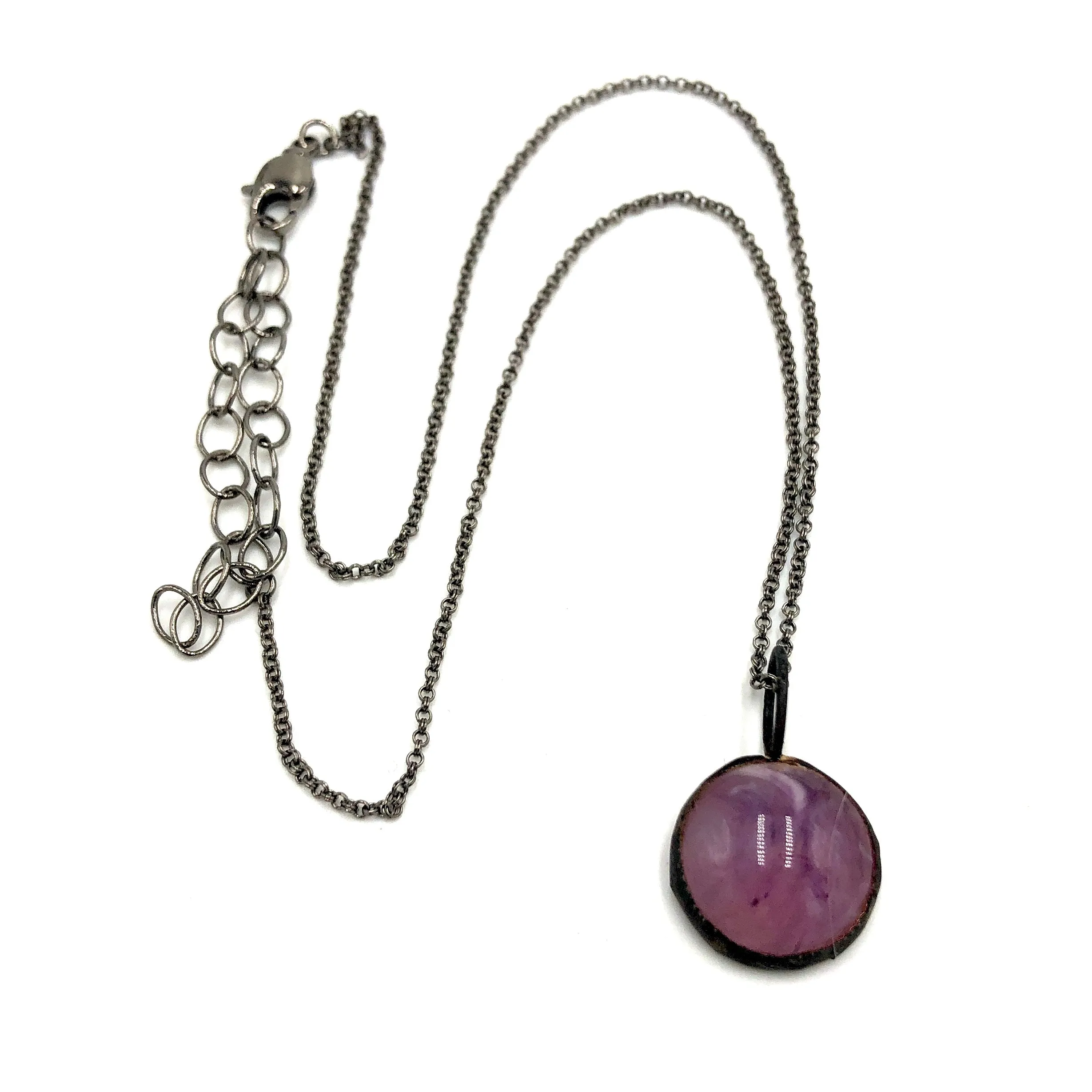 Lavender Gemz Coin & Petite Rolo Layering Necklace - 18mm Pendant