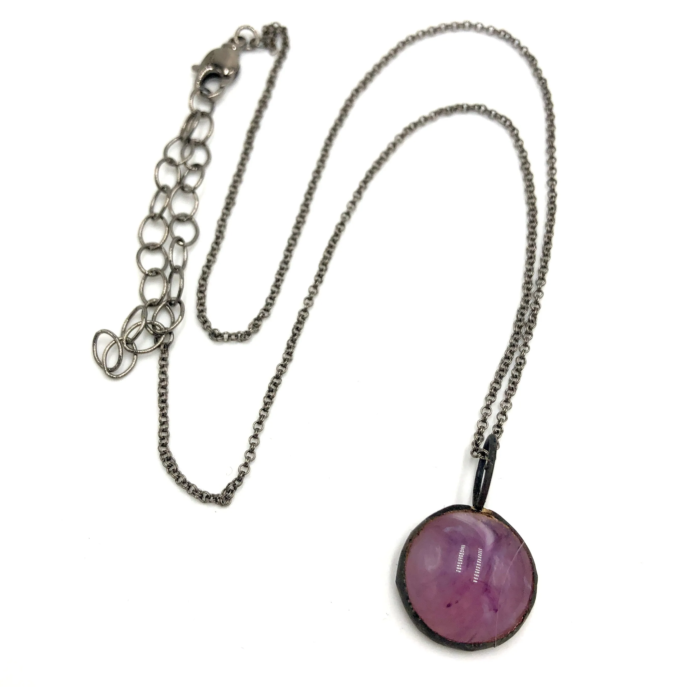 Lavender Gemz Coin & Petite Rolo Layering Necklace - 18mm Pendant