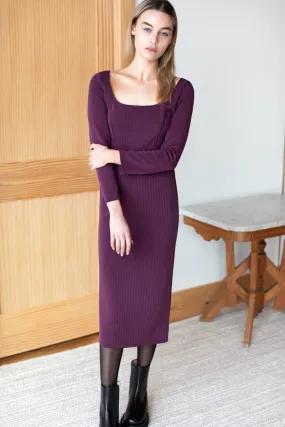 Long Sleeve Layering Dress -  Cabernet