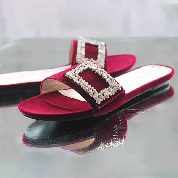 Maroon Fancy Slippers for women